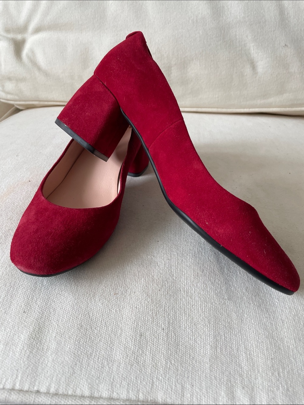 kate spade Red Suede Block Heel Pumps